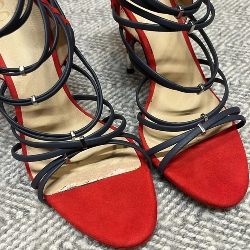 GX by Gwen Stefani Red and Black Strappy Stiletto Heels